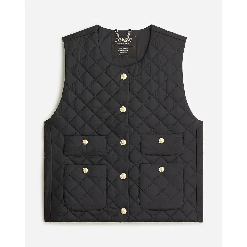 J. Crew Lightweight Quilted Lady Vest Size M in Black